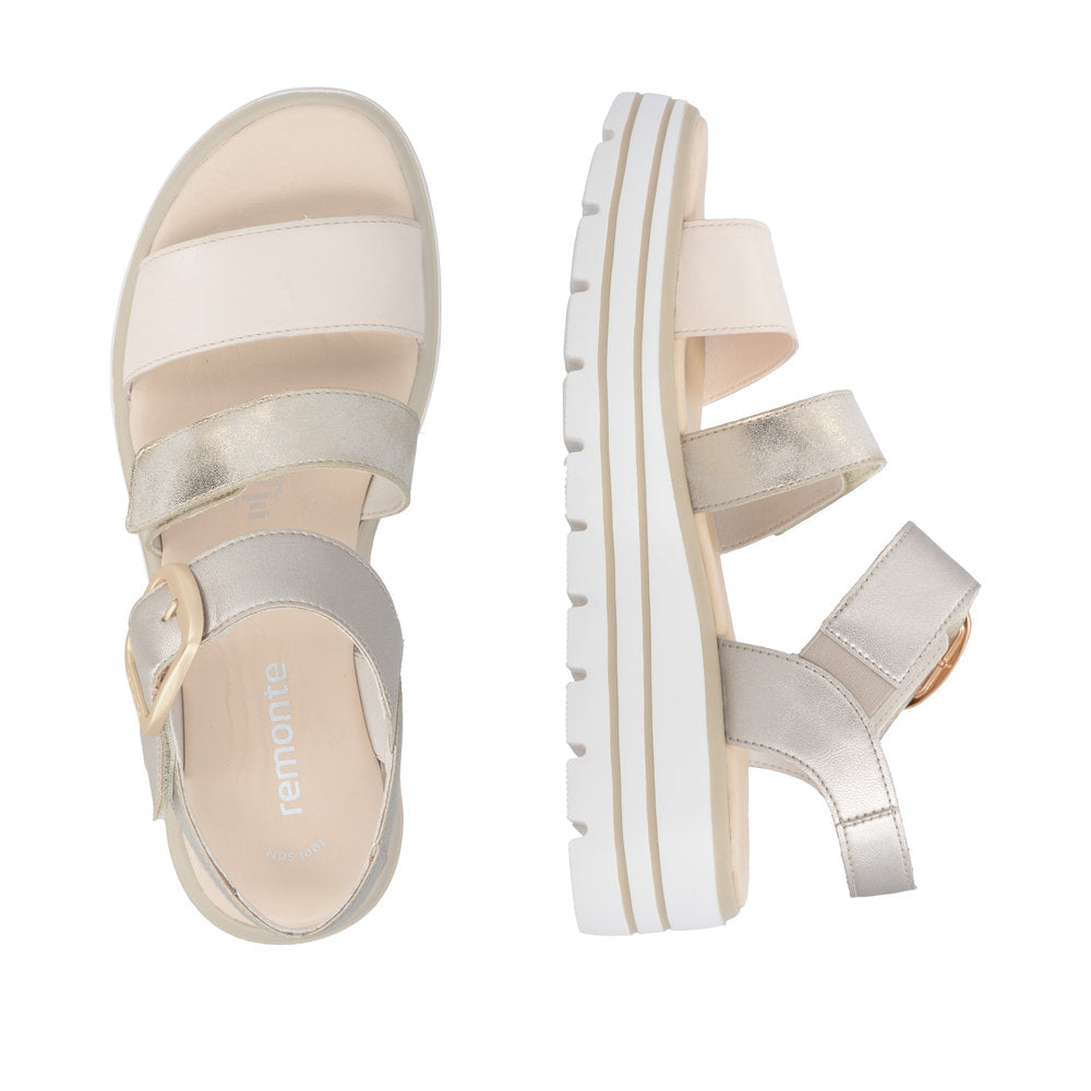 Remonte D3N50-90 Pale Gold Mix F 1/2 Fit Sandals with Slingback Strap