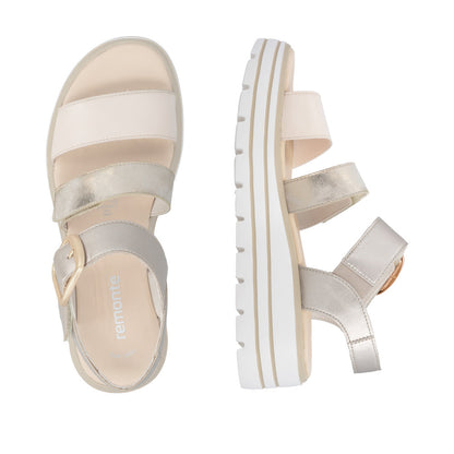 Remonte D3N50-90 Pale Gold Mix F 1/2 Fit Sandals with Slingback Strap