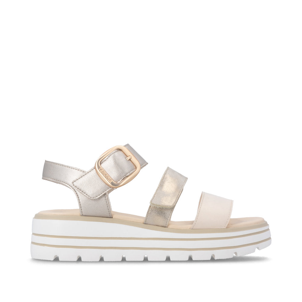 Remonte D3N50-90 Pale Gold Mix F 1/2 Fit Sandals with Slingback Strap
