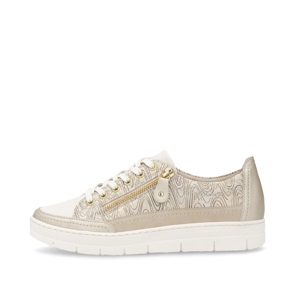 Remonte D5826-91 Light Gold/Cream Trainers with Zip