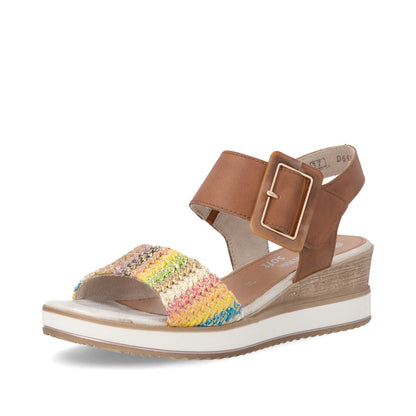 Remonte D6453-22 Brown Gold Multi F 1/2 Fit Sandals with Slingback Strap