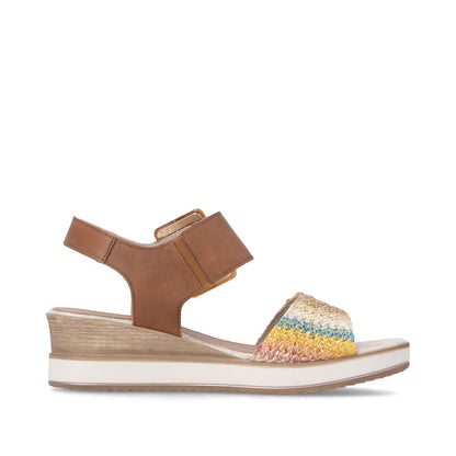 Remonte D6453-22 Brown Gold Multi F 1/2 Fit Sandals with Slingback Strap