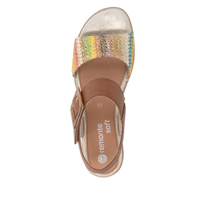 Remonte D6453-22 Brown Gold Multi F 1/2 Fit Sandals with Slingback Strap