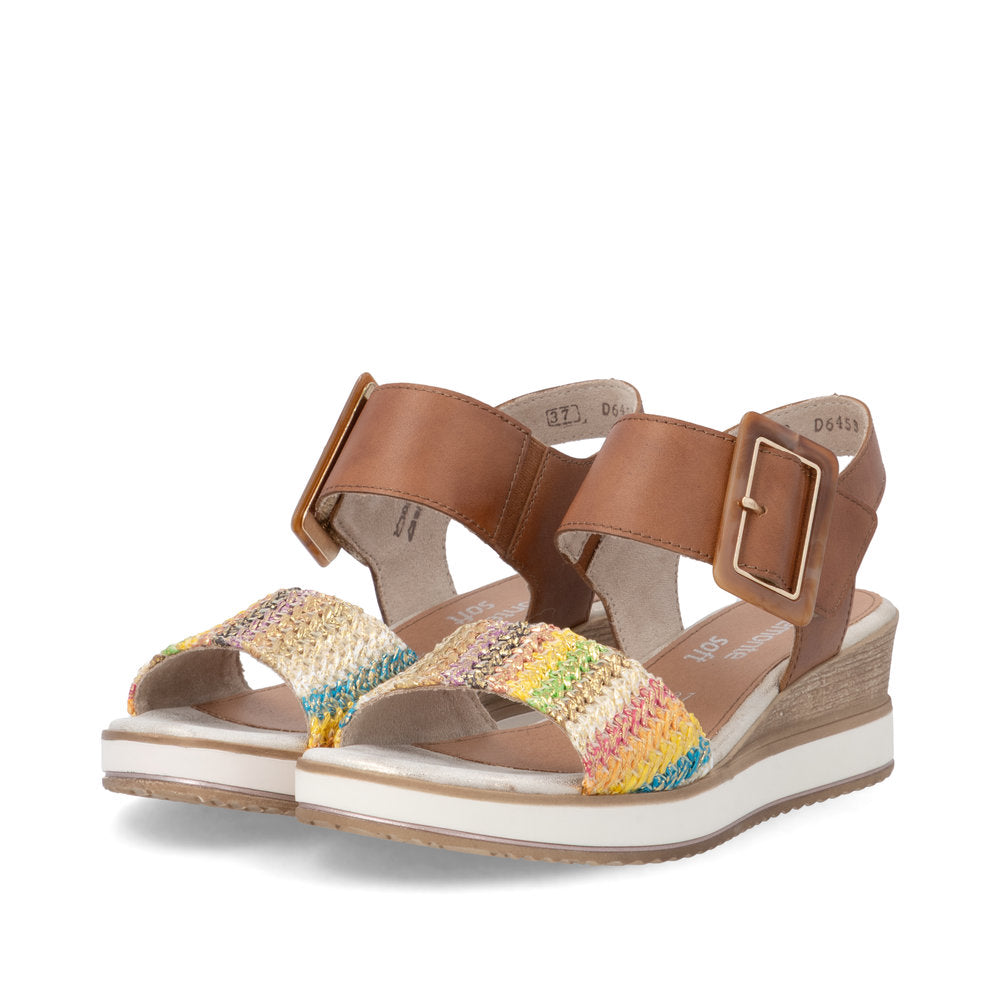 Remonte D6453-22 Brown Gold Multi F 1/2 Fit Sandals with Slingback Strap
