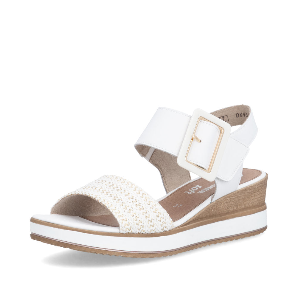 Remonte D6453-81 White & Gold F 1/2 Fit Sandals with Slingback Strap