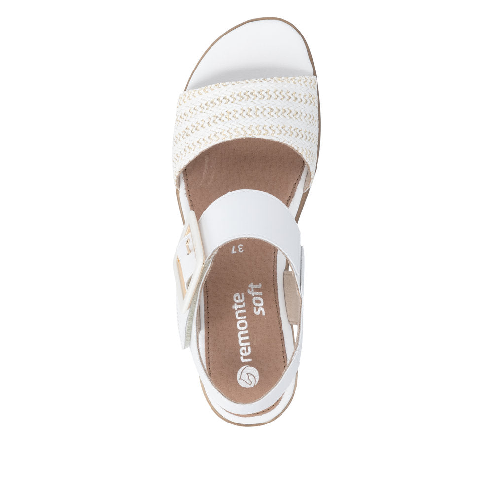 Remonte D6453-81 White & Gold F 1/2 Fit Sandals with Slingback Strap