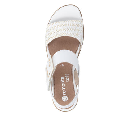 Remonte D6453-81 White & Gold F 1/2 Fit Sandals with Slingback Strap