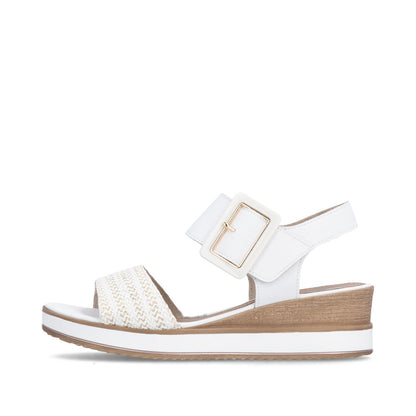 Remonte D6453-81 White & Gold F 1/2 Fit Sandals with Slingback Strap