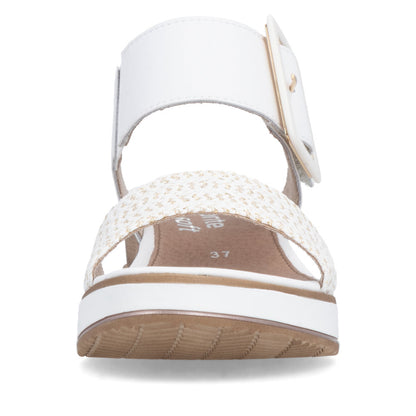 Remonte D6453-81 White & Gold F 1/2 Fit Sandals with Slingback Strap