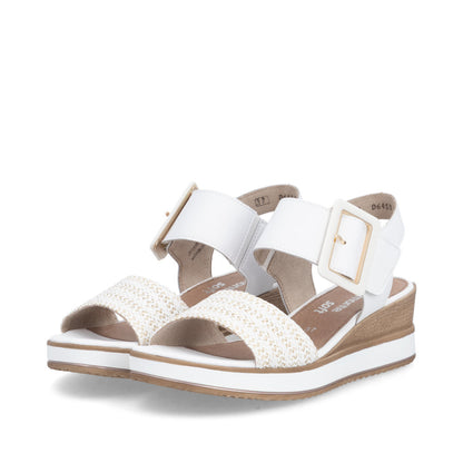 Remonte D6453-81 White & Gold F 1/2 Fit Sandals with Slingback Strap