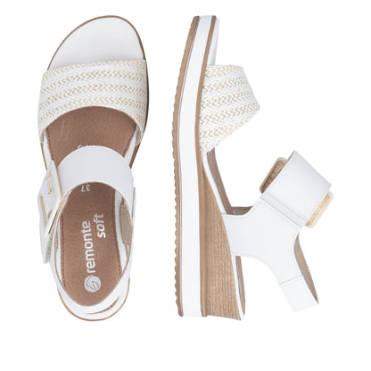Remonte D6453-81 White & Gold F 1/2 Fit Sandals with Slingback Strap