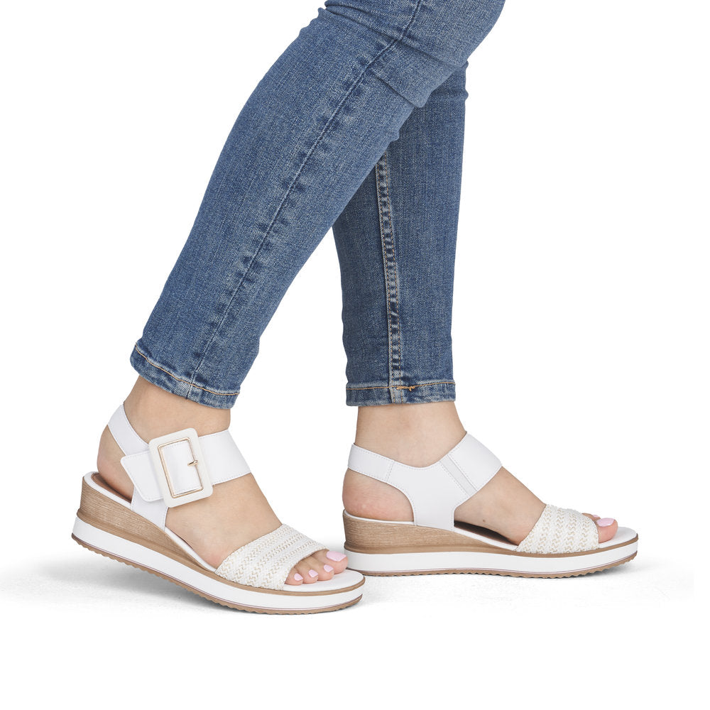 Remonte D6453-81 White & Gold F 1/2 Fit Sandals with Slingback Strap