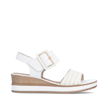 Remonte D6453-81 White & Gold F 1/2 Fit Sandals with Slingback Strap