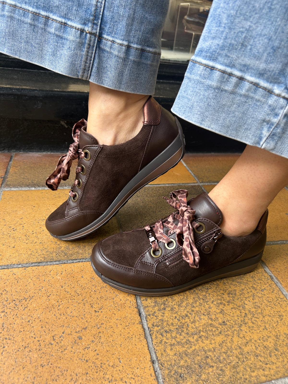 Ara 12-64587 23 Osaka Highsoft Cacao Moro Mocca Brown Suede H Fit Trainers
