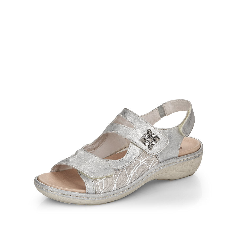 Remonte D7647-40 Ice Silver G Fit Velcro Sandals with Slingback Strap