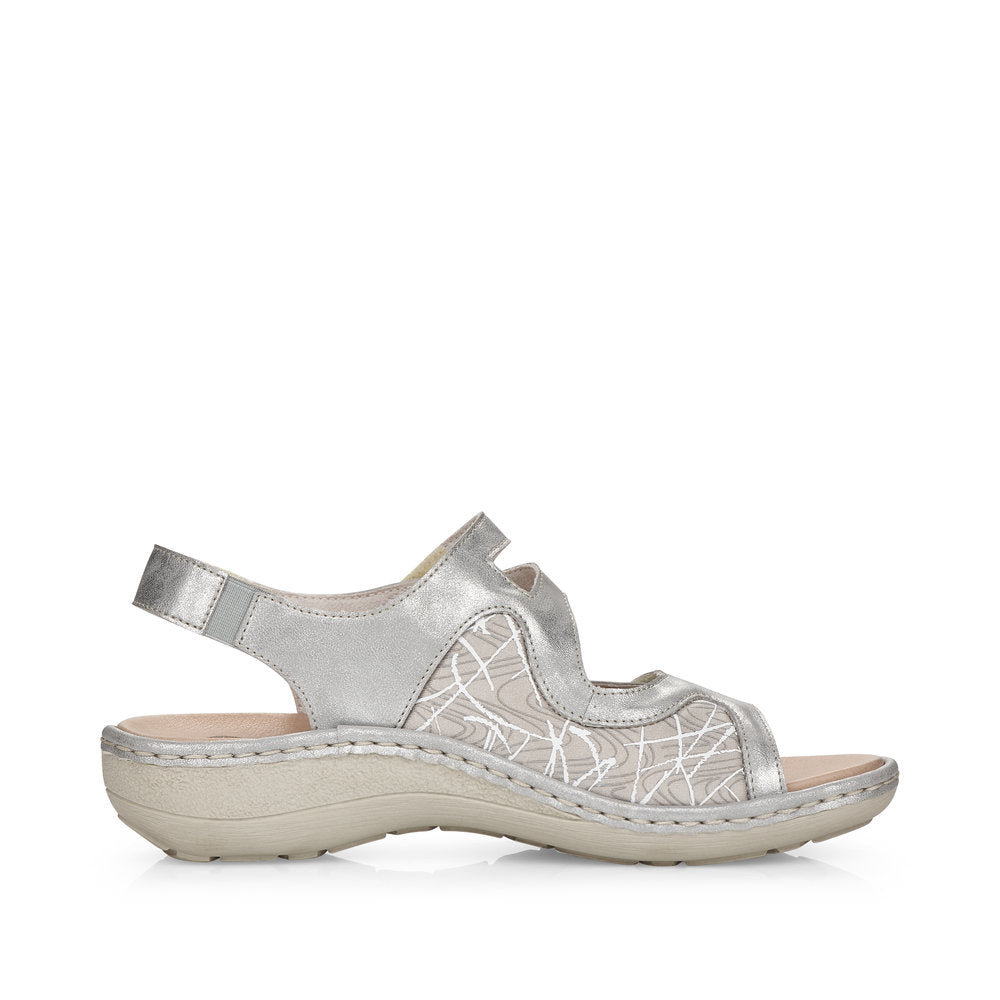 Remonte D7647-40 Ice Silver G Fit Velcro Sandals with Slingback Strap