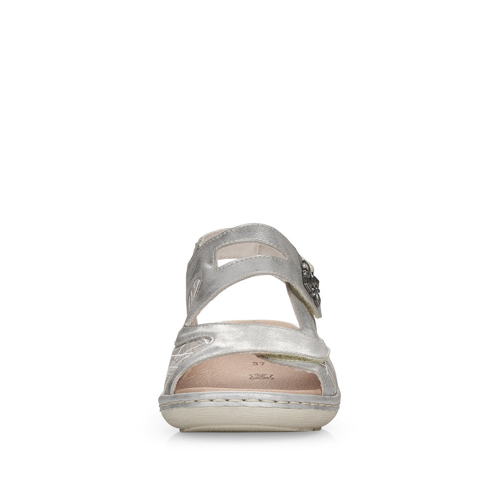 Remonte D7647-40 Ice Silver G Fit Velcro Sandals with Slingback Strap