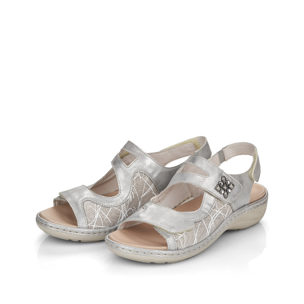 Remonte D7647-40 Ice Silver G Fit Velcro Sandals with Slingback Strap