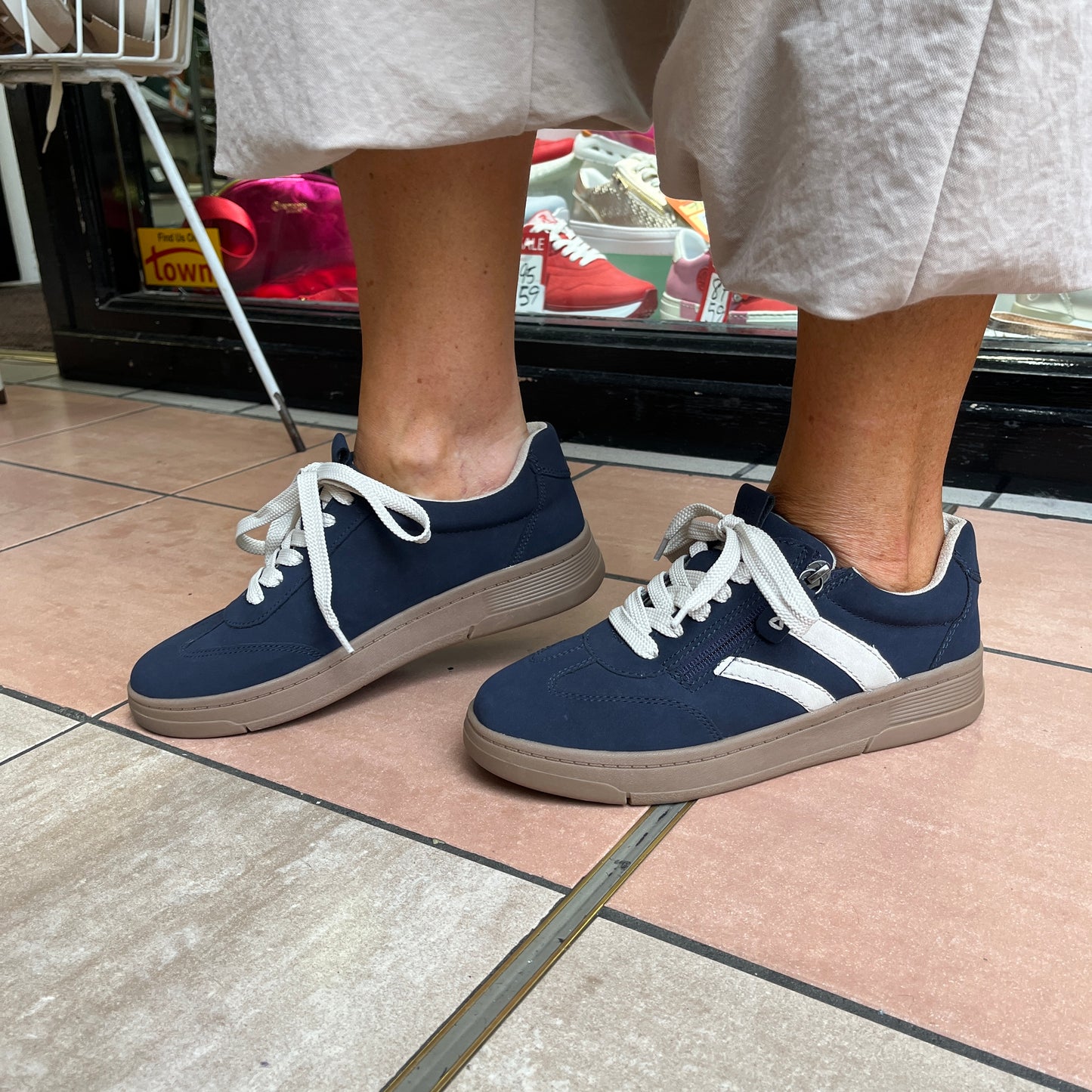 Jana Shoes 8-23784-44 890 H Fit Navy Combi Trainers - Vegan