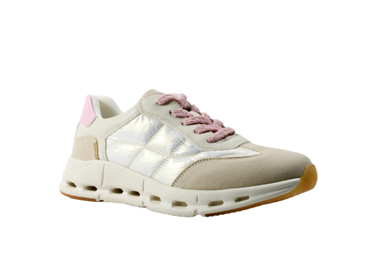 Susst Dawson25 Beige Pink Lace PU Sporty PU Runner