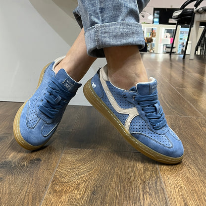 Mustang 1511-302-008 Blue Lace Trainers with White Detail