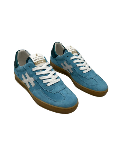 Another Trend A032M367 Light Blue Trainers with White Logo & Teal Heel