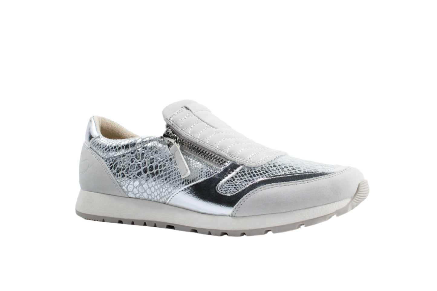 Susst Dizzy25 Silver PU Twin Zip Shoes