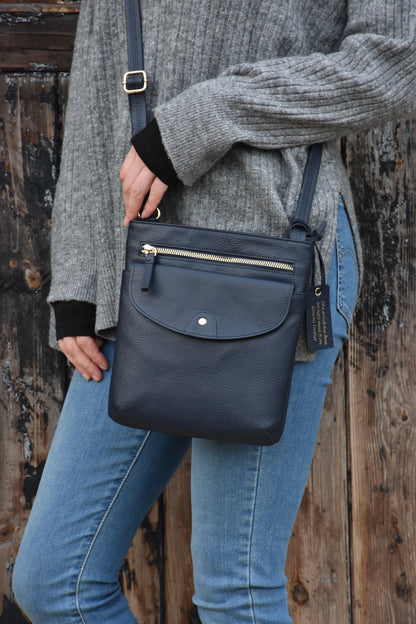 Ashwood Leather CB-5 Navy Crossbody Bag