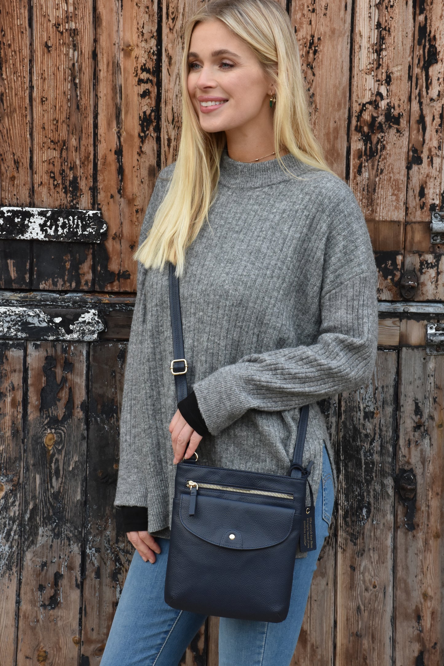 Ashwood Leather CB-5 Navy Crossbody Bag