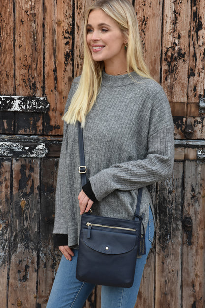 Ashwood Leather CB-5 Navy Crossbody Bag