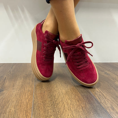 Gabor 73.350.15 Merlot Red Trainers with Platform Sole