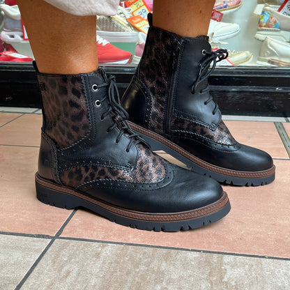 s.Oliver 5-25232-43-908 Leopard Combi Lace Ankle Boots