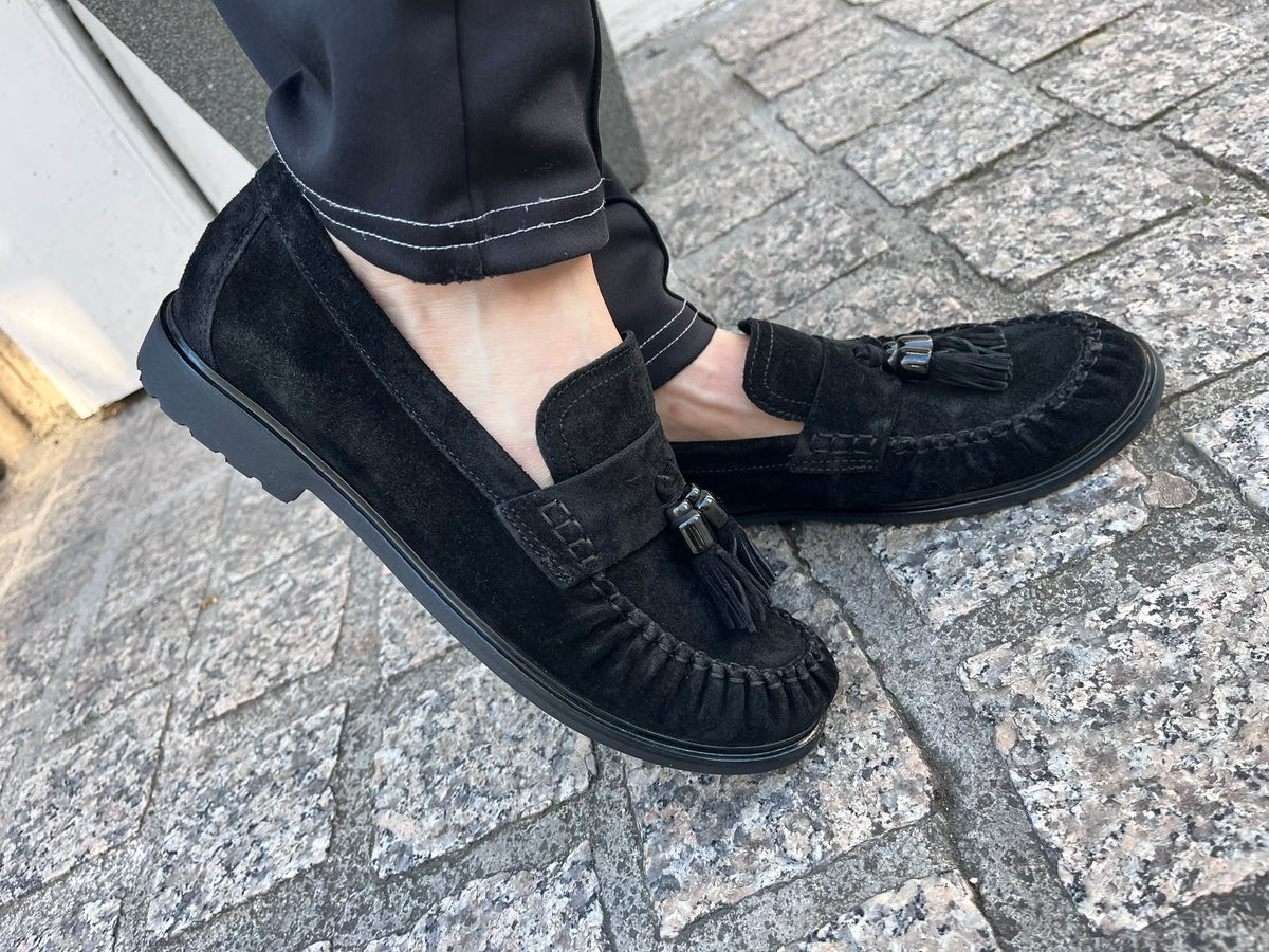 Gabor Comfort 4009.02.001 Black Suede G Fit Slip On Moccasins