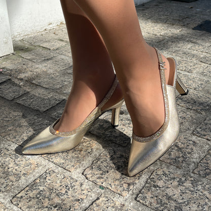 Peter Kaiser 9-79641-44-947 Gold Slingback Heels