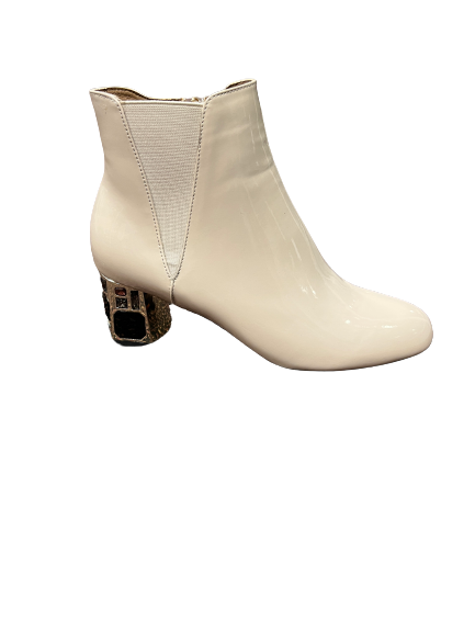 Redz F4114 Beige Cream Patent Ankle Boots