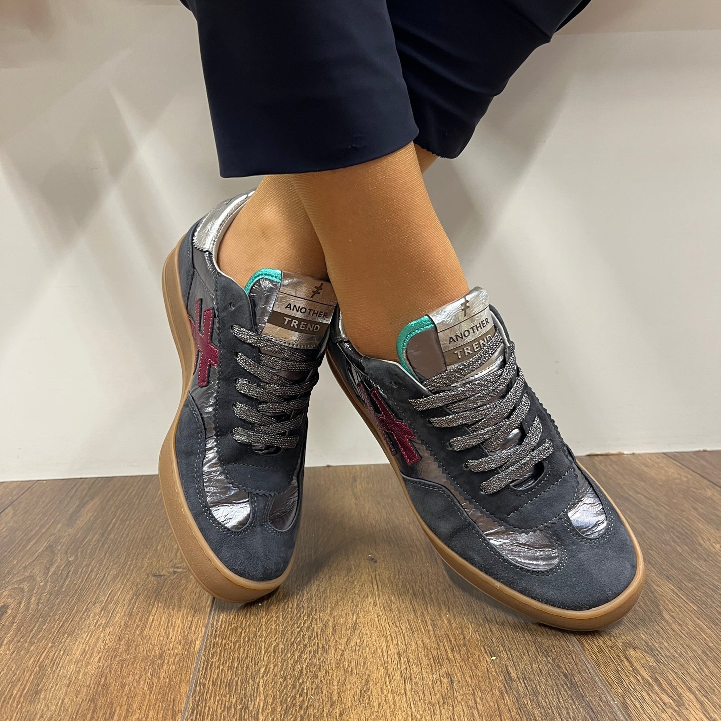 Another Trend A0328016 Ante+Metal Anthracite Silver Plum Trainers