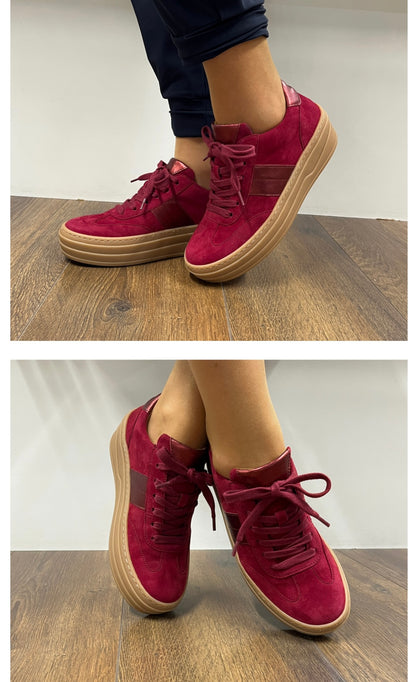 Gabor 73.350.15 Merlot Red Trainers with Platform Sole