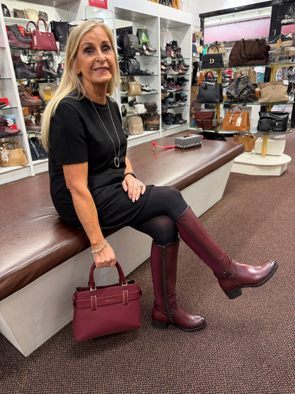 Susst Sammy26 Mulberry PU Ankle Strap Knee Boots