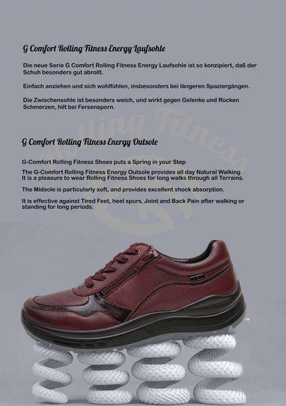 G Comfort R-5592 Rolling Fitness Medoc Burgundy Zip Sneakers