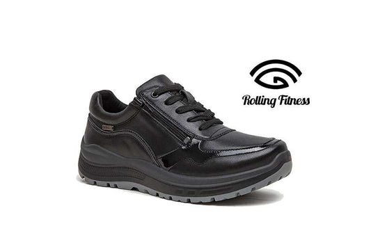 G Comfort R-5592 Rolling Fitness Black Patent Zip Sneakers