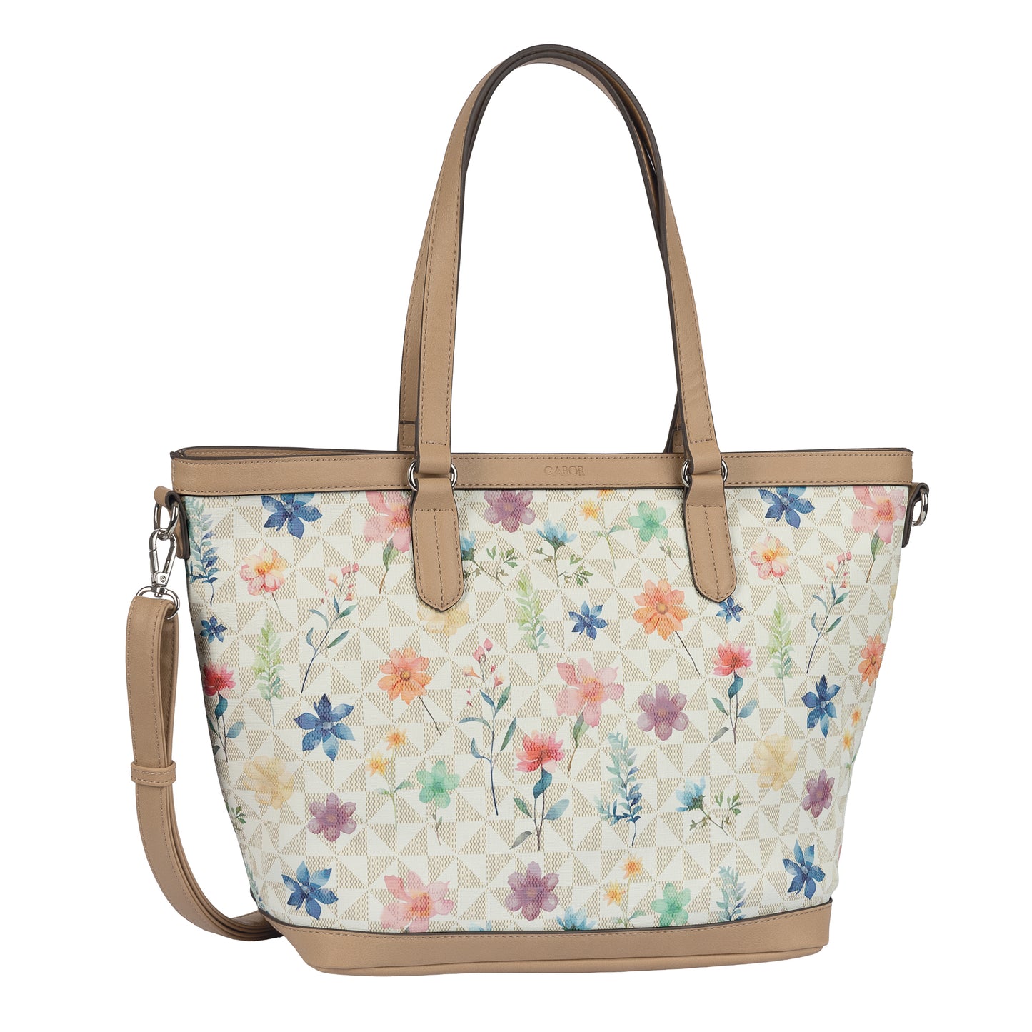 Gabor 012697 Meria White Flower Zip Shopper Bag