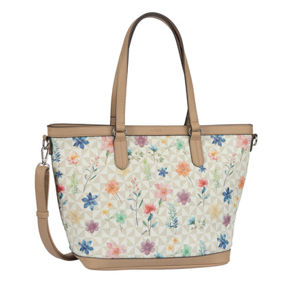 Gabor 012697 Meria White Flower Zip Shopper Bag