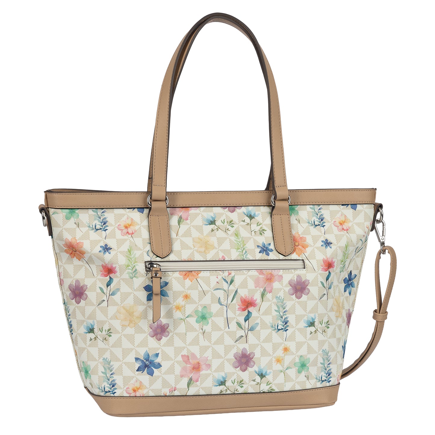 Gabor 012697 Meria White Flower Zip Shopper Bag