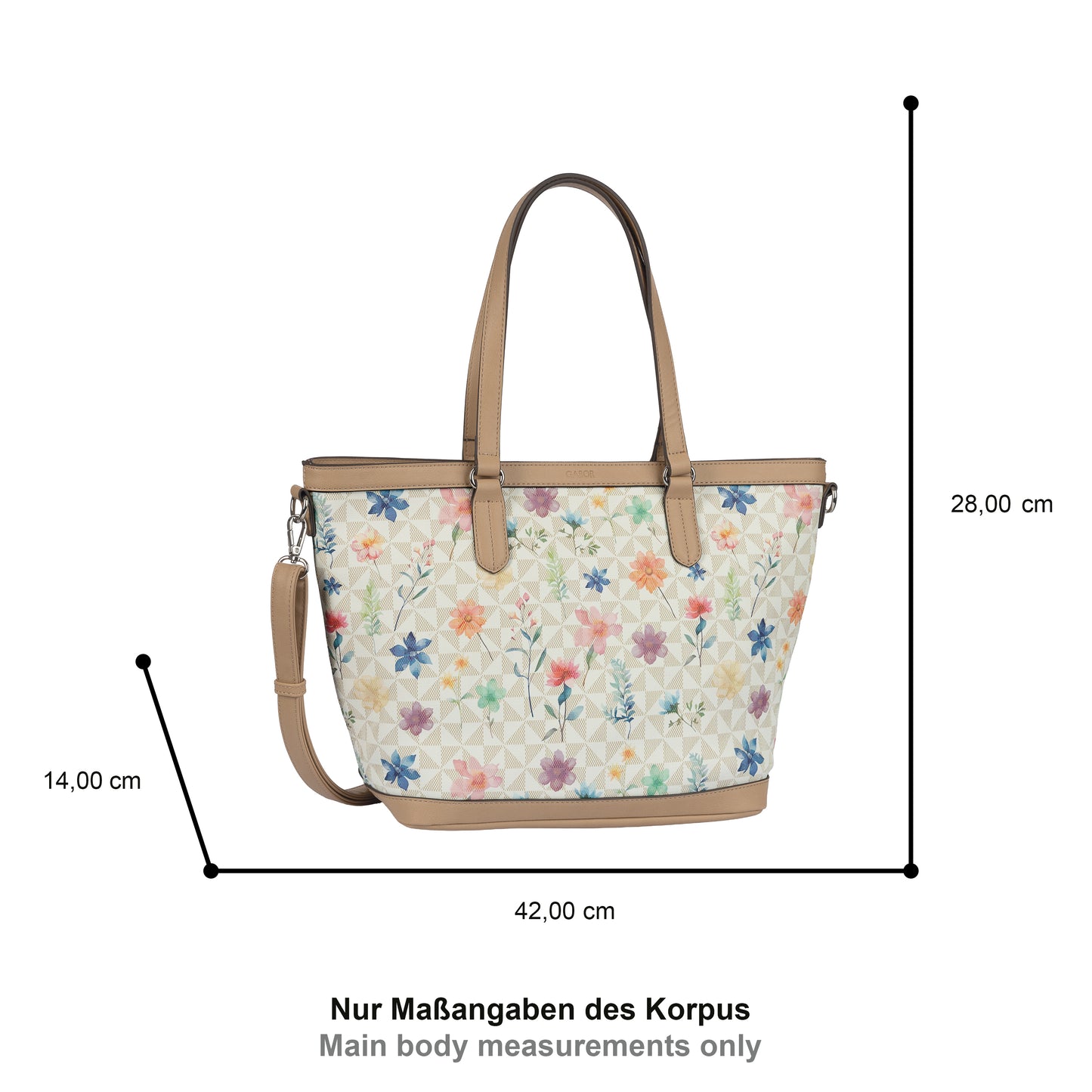 Gabor 012697 Meria White Flower Zip Shopper Bag