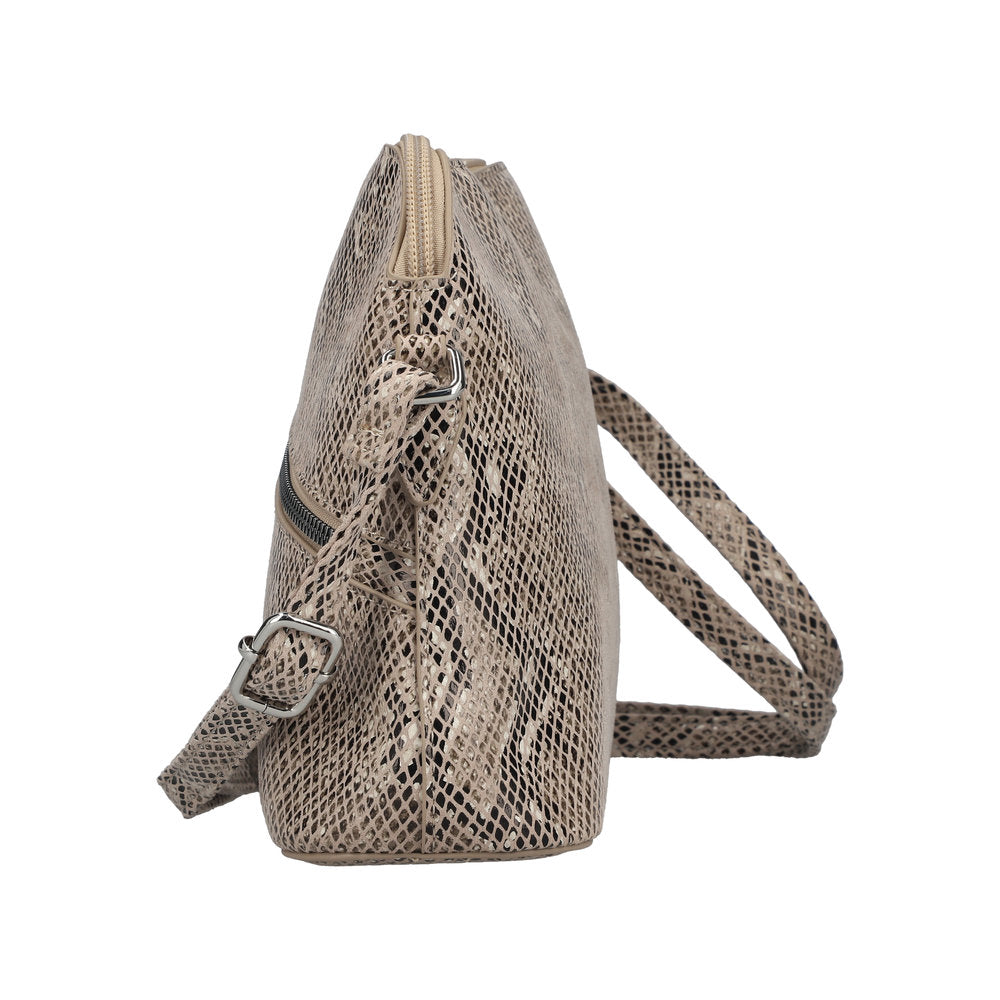 Rieker H1031-90 Python Beige & Black Print Handbag