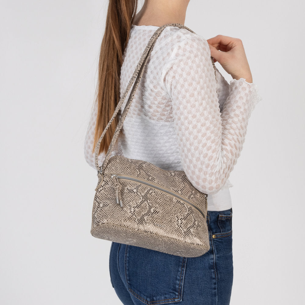 Rieker H1031-90 Python Beige & Black Print Handbag