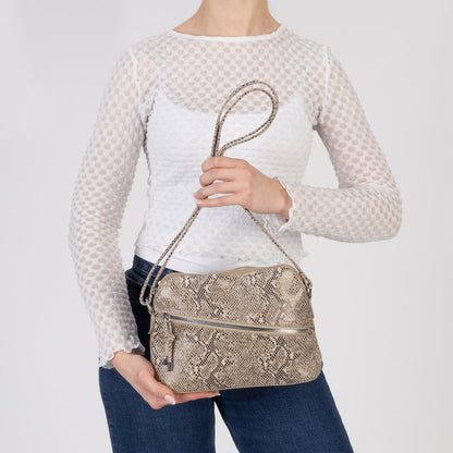 Rieker H1031-90 Python Beige & Black Print Handbag