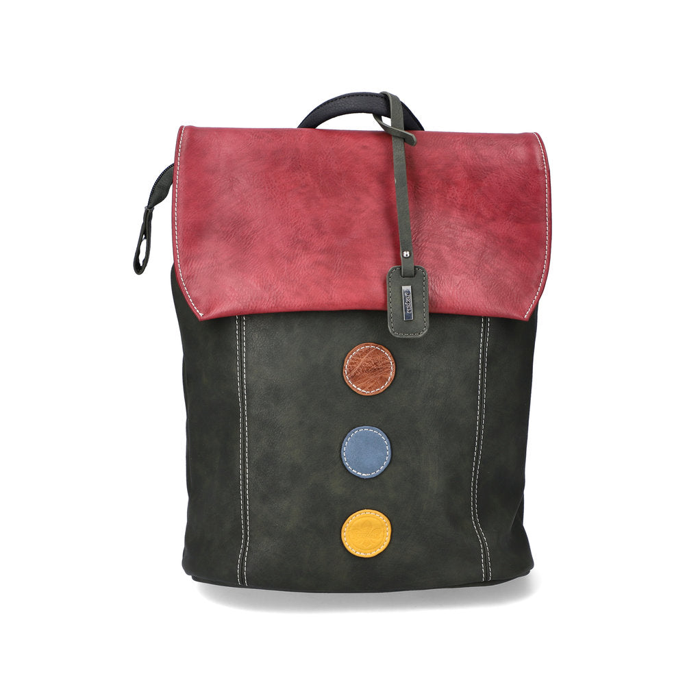 Rieker H1357-54 Forest Green & Wine Backpack