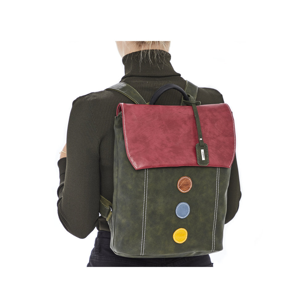 Rieker H1357-54 Forest Green & Wine Backpack