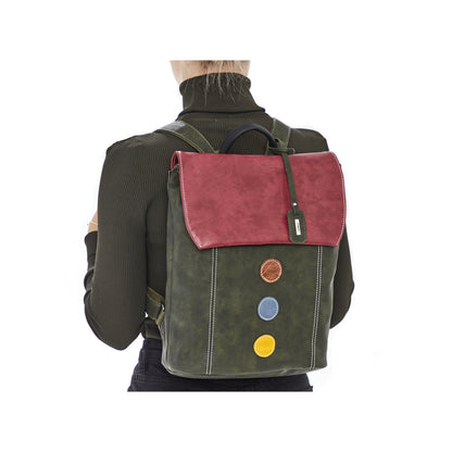 Rieker H1357-54 Forest Green & Wine Backpack